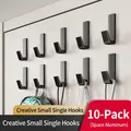 10-teiliges Set aus mattschwarzen J-Haken aus Weltraumaluminium mit Klebebefestigung - 10 Stück Packung / Verdicktes Space Aluminium / Klassisches Schwarz