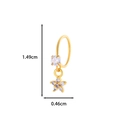 Gold star pendant earring with white zircon inlay, size 1.49cm height for daily wear - 6# Gold