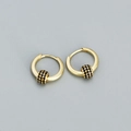 925 sterling silver hoop earrings in gold finish with pavé black zircon charms - 925 Silver / Golden (Black Stone)