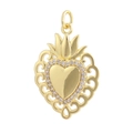 Macro del ciondolo a cuore con corona placcato oro 18K e zirconi cubici trasparenti - 05-Cuore Corona