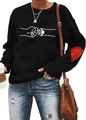 Women's black long sleeve sweatshirt with fist bump print and red heart sleeve patch - Black Fist Bump