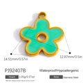 18K gold plated stainless steel flower pendant charm with green core, 14.51mm size - Small Green Flower Pendant (PJ92407B)