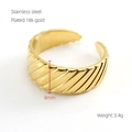 Detail of 8mm wide spiral textured 18k gold plated stainless steel open ring - Adjustable Open / Spiral Texture Style (760-Gold) / Gold