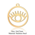 Golden stainless steel round pendant with hollow eye design for jewelry making 24x27mm - Round Eye Style (LA005) / 5 Pieces / Gold