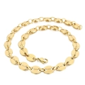 Collar de acero de titanio chapado en oro de 18k con eslabones de granos de café elegantes - 10mm / Dorado / 45cm