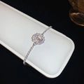 Elegant silver heart bracelet with sparkling zircon and Virgin Mary religious pendant - Oval Style (HB3483) / Silver