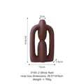 Modern abstract brick red ceramic vase with geometric U-shaped stripe design - Brick Red
