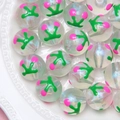 Perles lumineuses 16mm peintes à la main ciel étoilé pour bijoux DIY sur plateau blanc - Cerise Rose Rouge / 16mm Lumineux