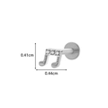 Silver musical note stud piercing in titanium with zircons and 0.41cm x 0.44cm dimensions - 6# Silver - Music Note Shape