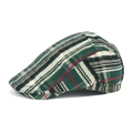 Gorra plana clásica de estilo británico a cuadros verdes y rojos con hebilla ajustable - Talla única / Verde