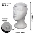 White foam mannequin head with detailed dimensions showing head circumference and height - Foam Mannequin Head (YCSM006) / OPP Bag Packaging / White