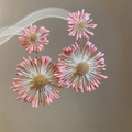 Summer pink and gold flower earrings for beach vacation with handcrafted floral detail - 13# Pink Silver Needle 3D Dandelion Style Studs