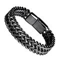 Men's double-row woven stainless steel keel bracelet with black magnetic clasp on white backdrop - 5*10 19CM / Black