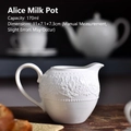 Lattiera Alice 170ml in ceramica bianca con elegante motivo floreale in rilievo - 170ml Lattiera Dolly