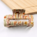 Pinza per capelli rettangolare color crema con motivi autunnali e zucche - Ringraziamento Autunno Raccolto Testo