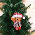 Orsetto natalizio in plaid rosso e nero con bottone dorato appeso all'albero - Orso Testa Grande