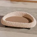 Lettino per gatti marrone in pile con base in sisal e gambe di supporto, 61 cm - Divano Minimalista in Sisal / Caffè