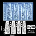 3D peach blossom nail silicone mold for embossed floral manicure designs, model CS-136 - CS-136 Peach Blossom