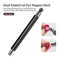 Double-ended magnetic wand for cat eye nail art with matte black handle and silver tips - Matte Black Double Wand + 10mm Ball Magnet