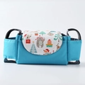 Blue stroller organizer bag with cartoon animal patterns and white lid storage - Green Christmas Tree
