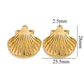 Golden stainless steel seashell pendant with precise dimensions 28mm by 25.5mm - Gold Shell-505