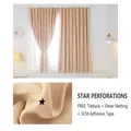 Beige blackout velcro curtain with cutout stars and white tulle overlay including tieback - Beige
