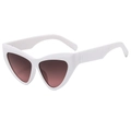 Chic white cat-eye sunglasses with gradient brown lenses in a retro mod style - White Frame Tea Pink Lens
