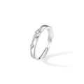 Silver couples ring featuring light blue enamel and sparkling zircon stars on band - Adjustable Open / Oath of Love Glowing Ring (Women)