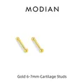 Dos pares de pendientes de barra en plata S999 dorada para cartílago de 6-7mm - Juego de 2 pares / Oro (6-7mm/Para el cartílago de la oreja)