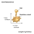 Pendentif soleil doré en acier inoxydable avec visage souriant et fermoir homard - Acier inoxydable / Lot de 4 Pendentifs Visage de Soleil Dorés (D247)