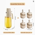 Kitchen set with 500ml glass oil sprayer and 4 spice jars with telescopic spoons - [Family Essentials Set] 500ml Oil Bottle + 4 Seasoning Jars