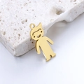 Polished golden stainless steel boy silhouette pendant accessory with top ring - Gold Boy