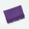 Deep purple imitation cashmere scarf featuring elegant fringe trim in a folded layout - Violet