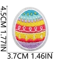 Detailed embroidery texture of Easter egg patch with dimensions 4.5cm by 3.7cm - Blue & Pink Polka Egg