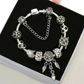 Bohemian silver snake chain bracelet featuring tree of life and turtle charms - Silver Bracelet - 6