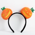Cerchietto di Halloween con due zucche di peluche e volti Jack-o'-lantern ricamati - Stile 4-Viso Malvagio
