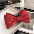 Elegant large red satin bow hair claw clip with black spring fastener for women - 22# Double-Sided Silk Bow Claw Clip - Red
