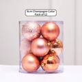12-pack 8cm champagne gold Christmas ball ornaments with glossy, matte and glitter finishes - 8cm Champagne Boxed Balls (12 Pieces)