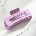 Matte lavender purple square hair claw clip in a hollow design for thick hair styling - 10.5cm Light Purple