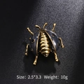 Exquisite beetle brooch in gold finish with grey enamel and black gemstone accents - Grey Enamel Ladybug Style (XD8843-2) / 2.5x3.3cm