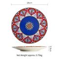 Bohemian style 11-inch ceramic dinner plate with colorful geometric patterns - Red Celebration (11 Inch)