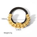 Elastico per capelli a fiocco in acciaio placcato oro 18K, misura 4,66x1,36cm - Perline Dorate