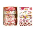 Washi tape set featuring five rolls of vintage floral patterns in a white paper gift box - Spring Flower Romantic 12