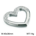 Silberner Edelstahl-Herzanhänger mit Glitzersteinen und 40x36mm Abmessungen für Schmuck - Strass Herz Hohl (KLJ2743-Z) / 40*36mm / Stahlfarbe