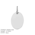 Polished silver stainless steel oval tag pendant for engraving 12x18mm size - 18*12 Silver Tone