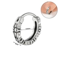 Silver retro stainless steel earring with gothic patterns 10.8mm inner diameter - NO 14 - Gothic Pattern Engraving