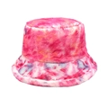 Sombrero de pescador de felpa con efecto tie-dye rosa y azul para mujer en invierno - M (56-58cm) / Rosa Rojo Tie-Dye