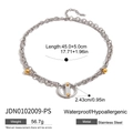 Collier chaîne bicolore en acier inoxydable avec boules dorées et pendentif en D - Collier double chaîne épissé / Argent/Or