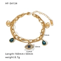 Vergoldetes doppellagiges Evil-Eye-Armband mit blauen Tropfenanhängern und Steinen - Goldener Böser Blick Stil (HF-S4134) / 18K Gold