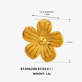 18K gold plated stainless steel flower ring with 1.8cm inner diameter for women - Gold
